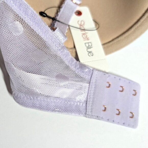 Skarlett Blue Bra Dare Dot Demi Tshirt Bra Lace Lavender/Nude NWT 30DDD - Picture 3 of 7